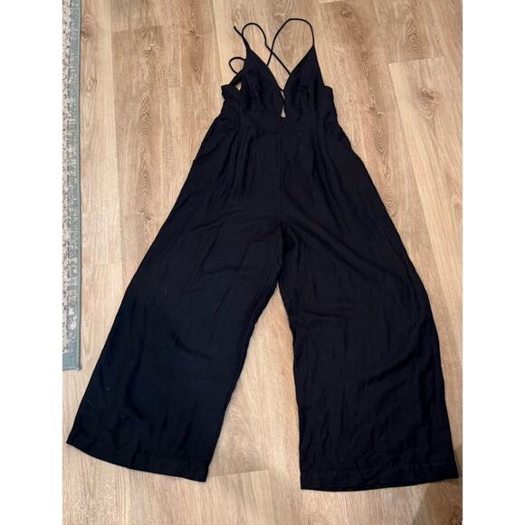 Free People Emma Jumpsuit Women’s Size L Black Linen Blend Woven Revolve Shopbop - Picture 4 of 16